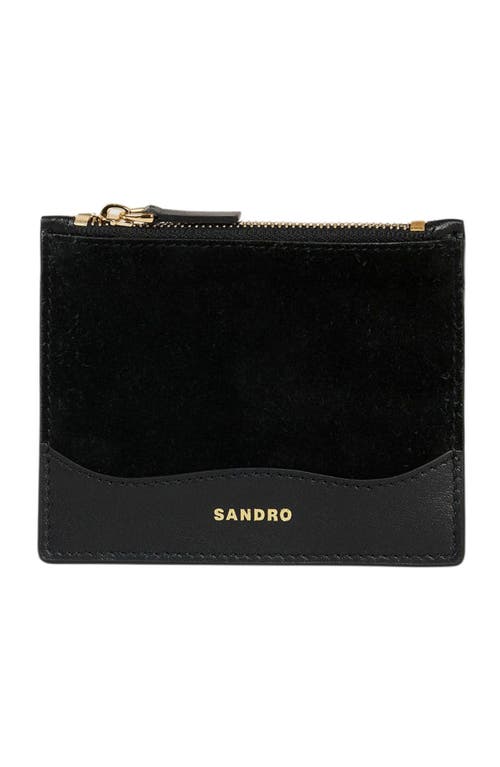 Sandro Leather Card Holder In Black