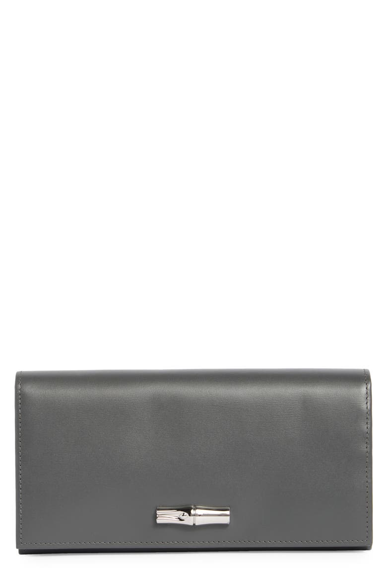 Leather Flap Wallet, Main, color, GUNMETAL