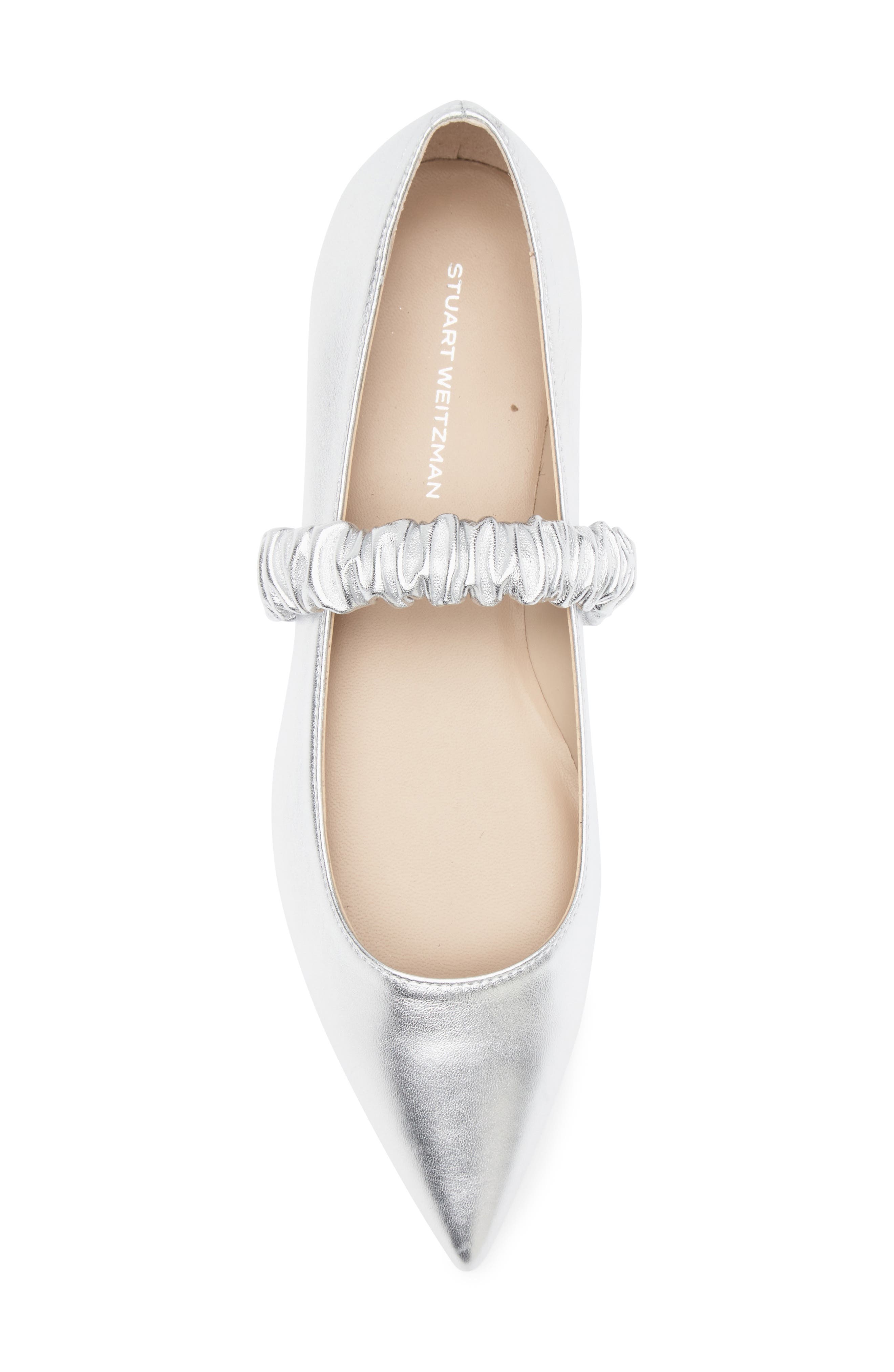 Stuart Weitzman Maxine Mary Jane Ballet Flat, Alternate, color, Silver