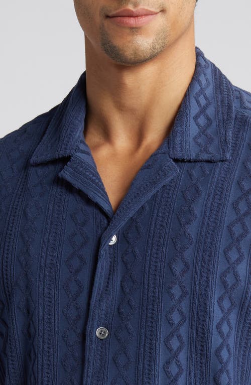 Rails Maverick Textured Knit Camp Shirt In Blue