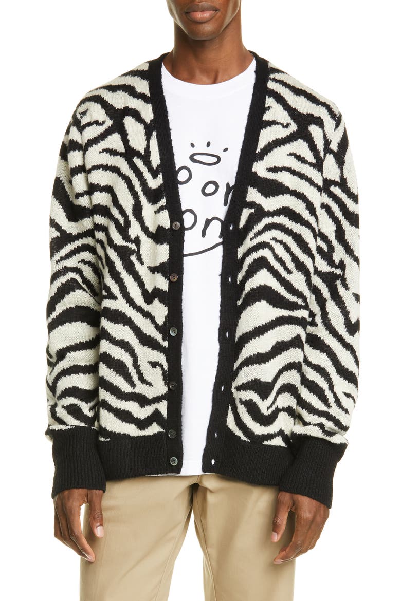 Tiger Cardigan, Main, color, BLACK/WHITE