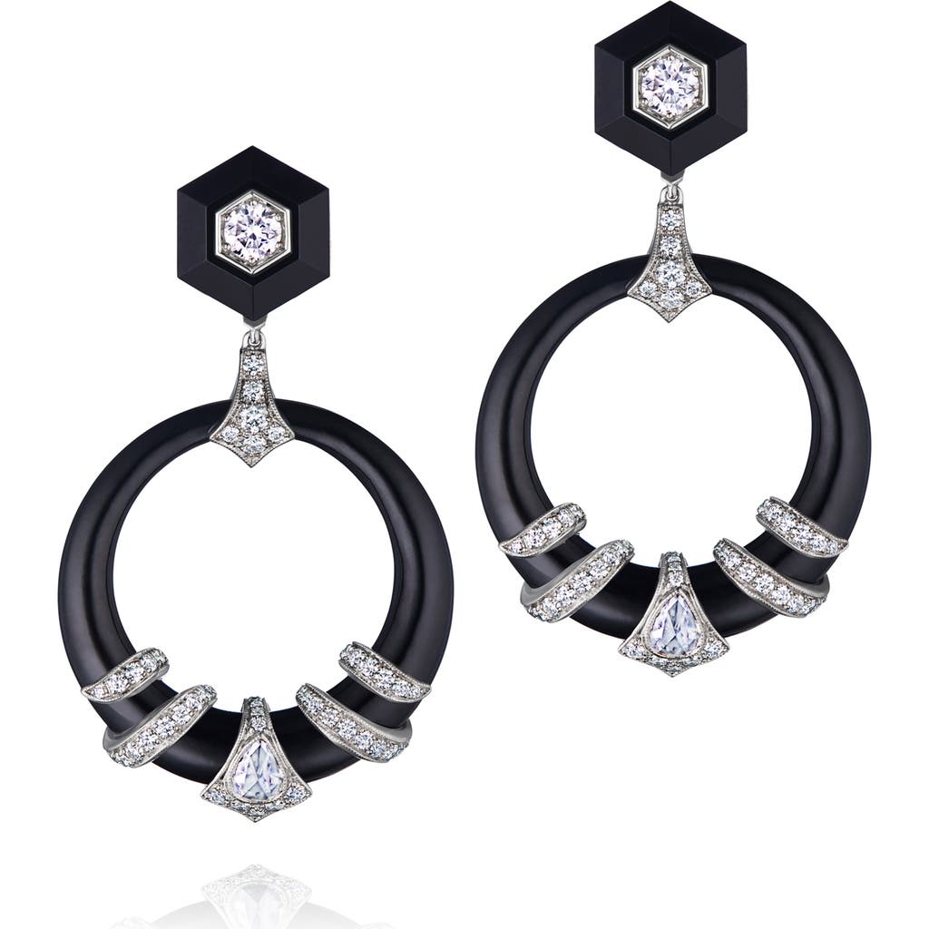 Fred Leighton Black Jade & Diamond Coiled Drop Earrings In White Gold