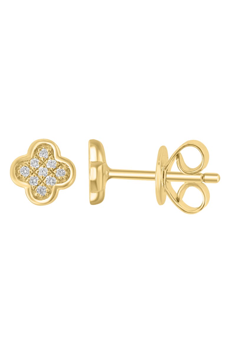 EFFY Pavé Diamond Clover Stud Earrings, Main, color, Gold