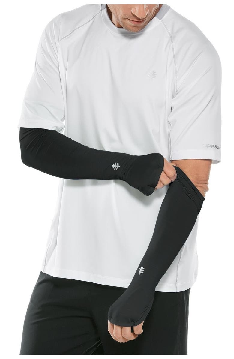 Coolibar Men's Performance Arm Sleeves - UPF 50+ Sun Protection - Backspin, Main, color, Black