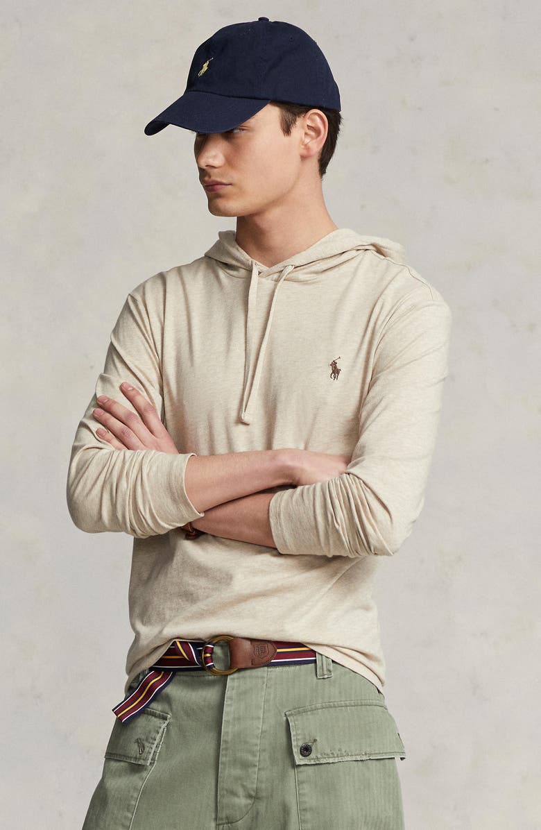 Polo Ralph Lauren Jersey Long Sleeve Hooded T-Shirt, Alternate, color, 