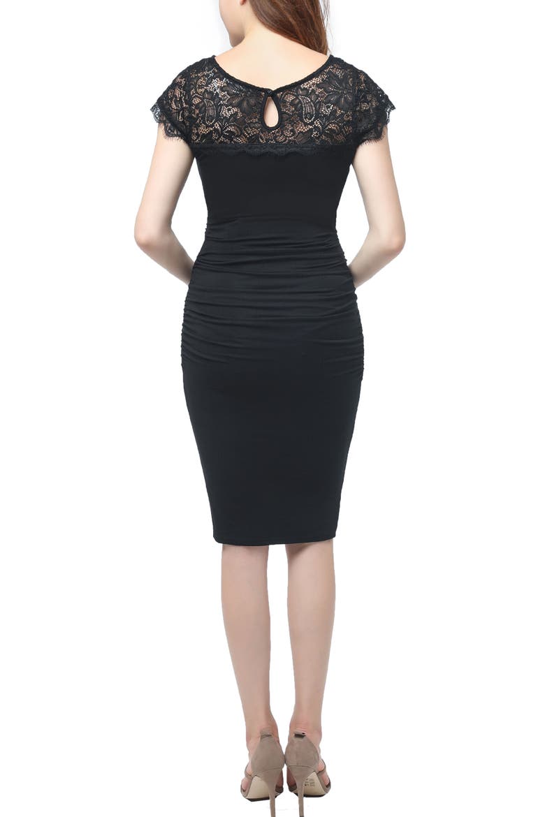 Morgran Lace Trim Body-Con Maternity Dress, Alternate, color, Black