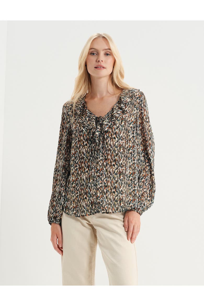 Trinity Printed Chiffon Blouse, Main, color, Green Abstract Animal