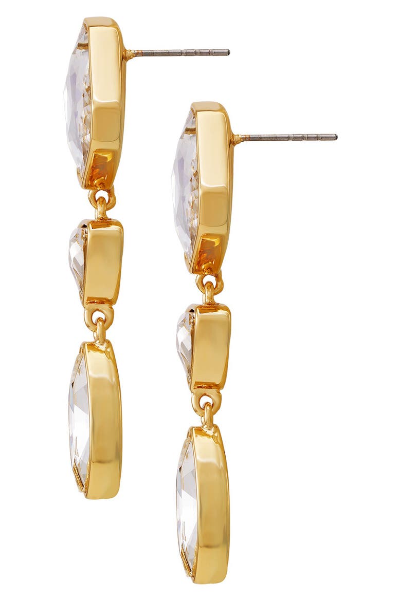 Crystal Linear Drop Earrings, Alternate, color, GOLDTONE