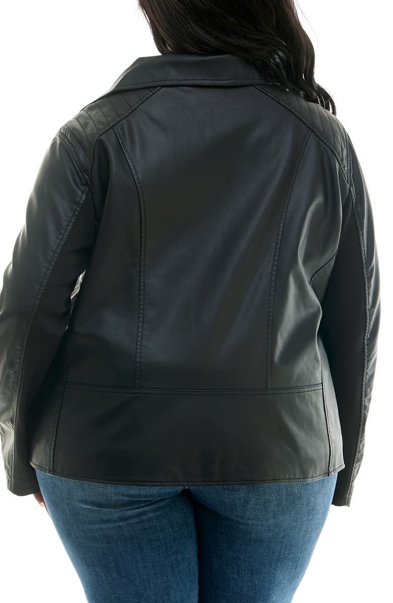 Nina Leonard Faux Leather Moto Jacket, Alternate, color, Black