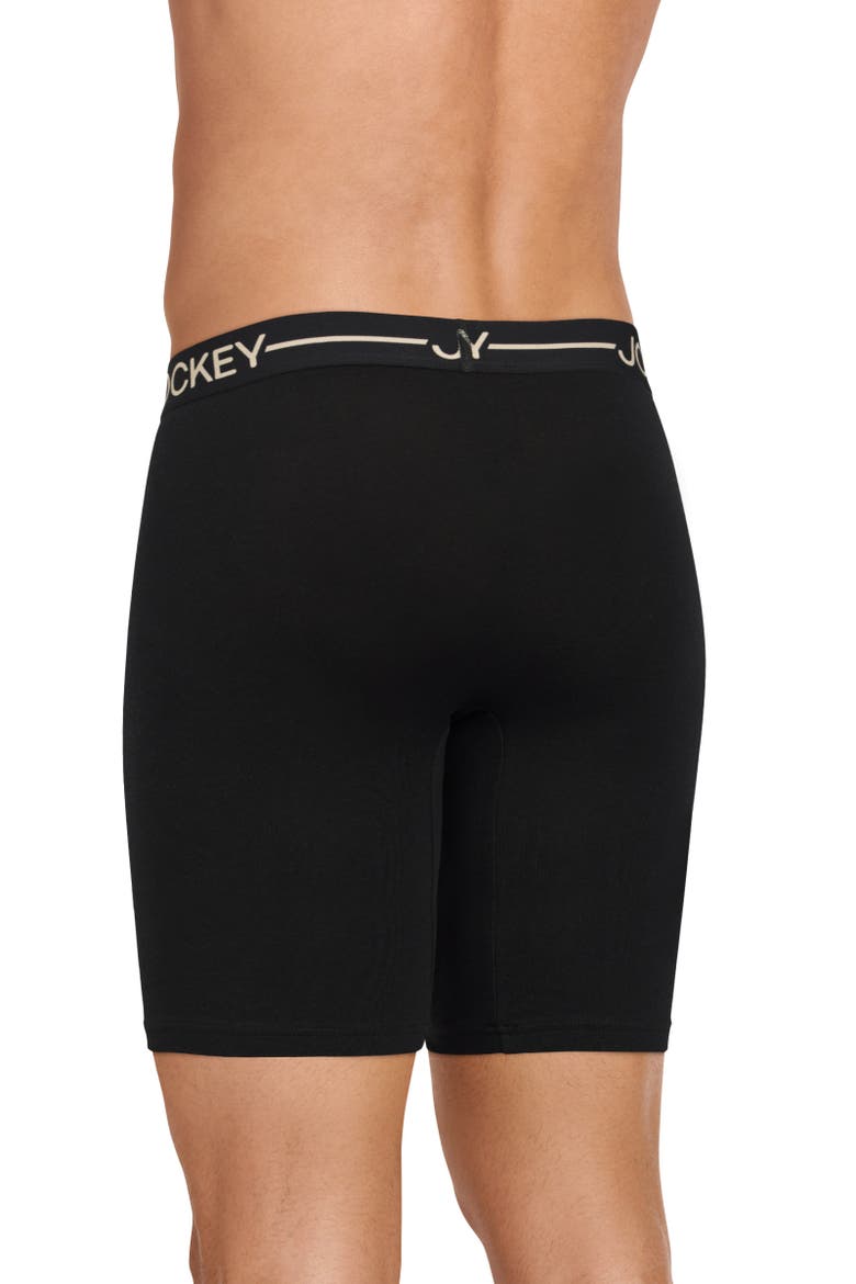 Mens Organic Cotton Stretch 9.5" Long Leg Boxer Brief - 3 Pack, Alternate, color, Black