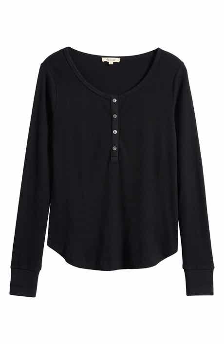 Madewell Waffle Knit Scoop Neck Henley Top