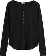 Madewell Waffle Knit Scoop Neck Henley Top