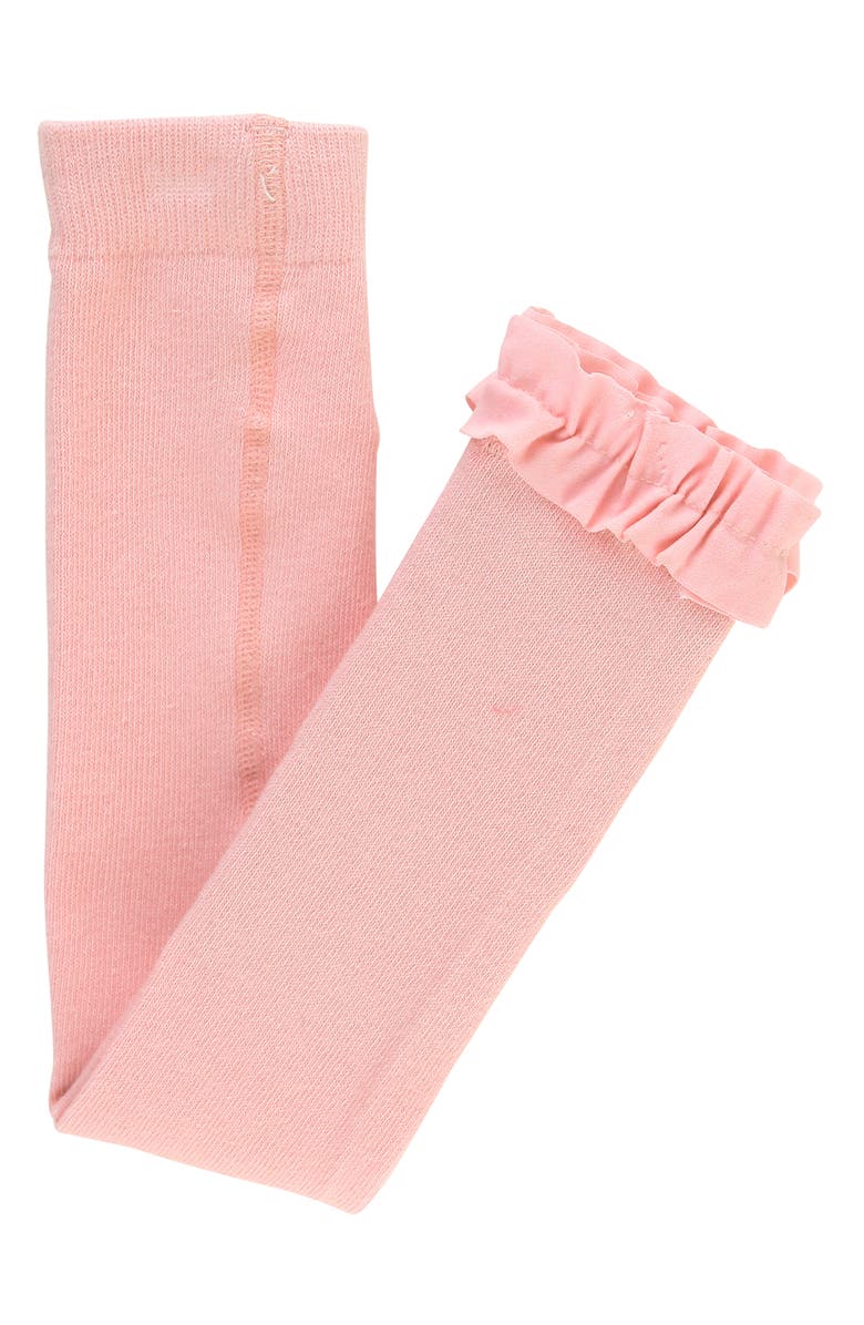 RuffleButts Denim Bubble Romper & Tights Set, Alternate, color,