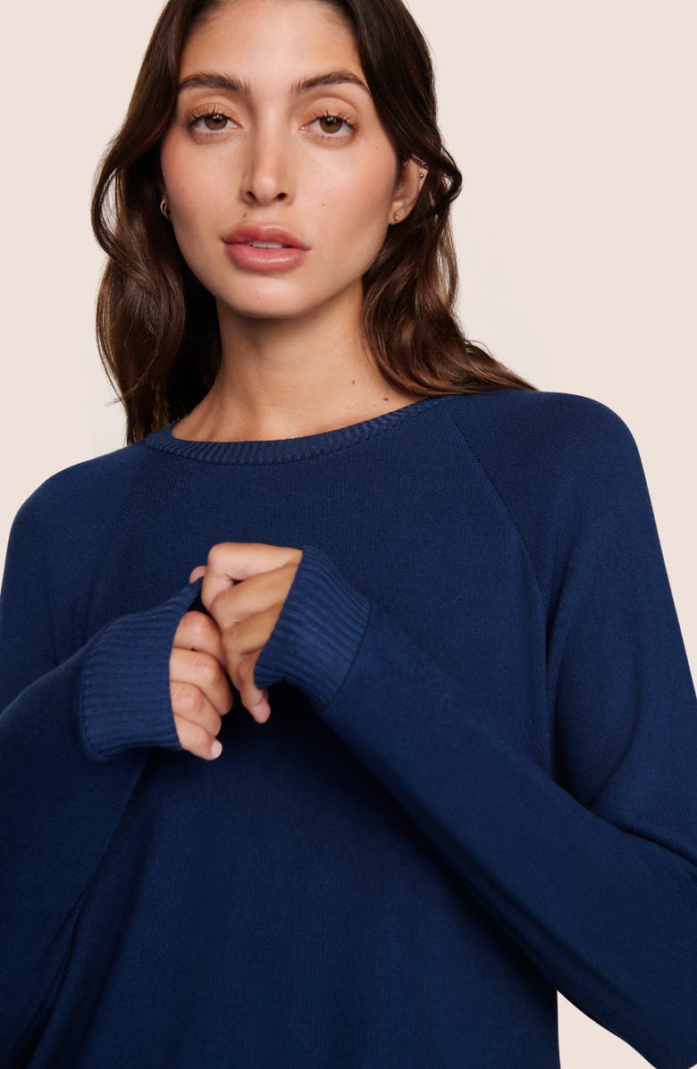 Eberjey Cozy Time Lounge Pullover, Alternate, color, Navy