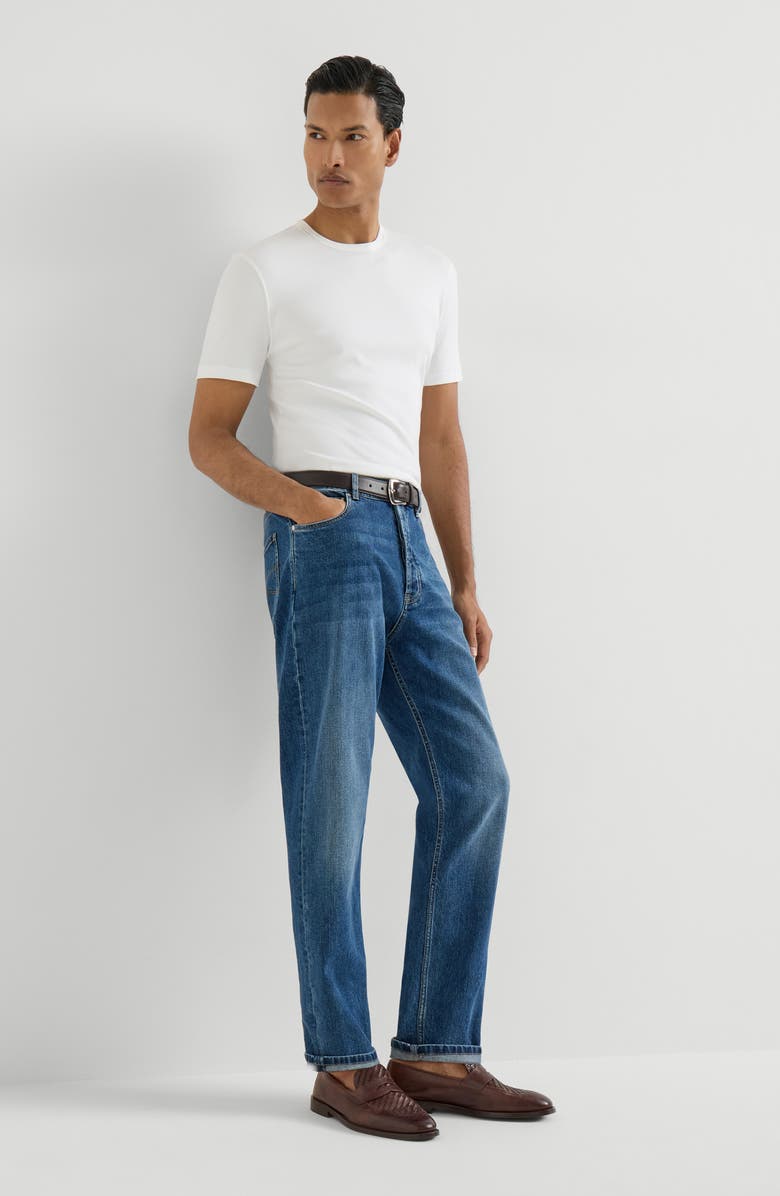 Brunello Cucinelli Comfort denim trousers, Alternate, color, Medium Denim