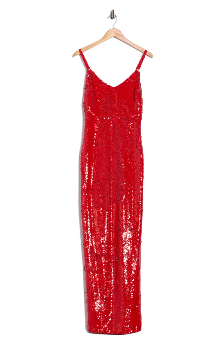 L'AGENCE Karma Sequin Column Dress, Main, color, Red Sequin