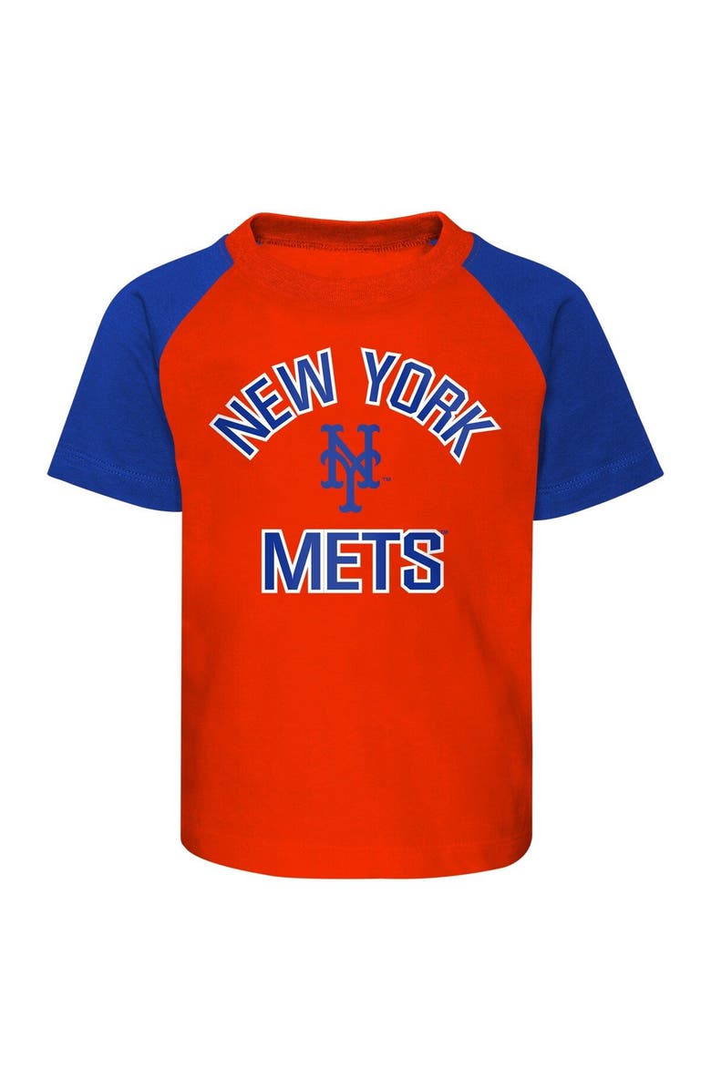 Outerstuff Infant Orange/Heather Gray New York Mets Ground Out Baller Raglan T-Shirt and Shorts Set, Alternate, color, 