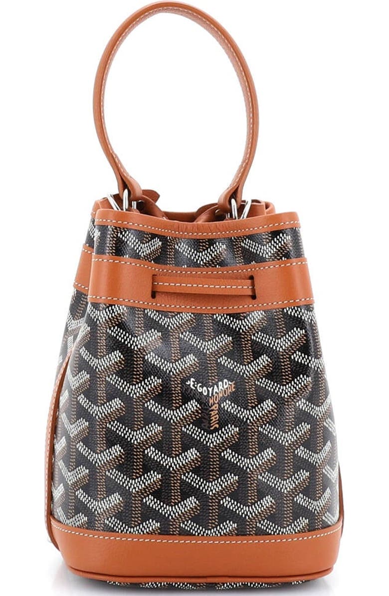Pre-Owned Goyard Petit Flot Bucket Bag Coated Canvas Mini, Alternate, color, Brown