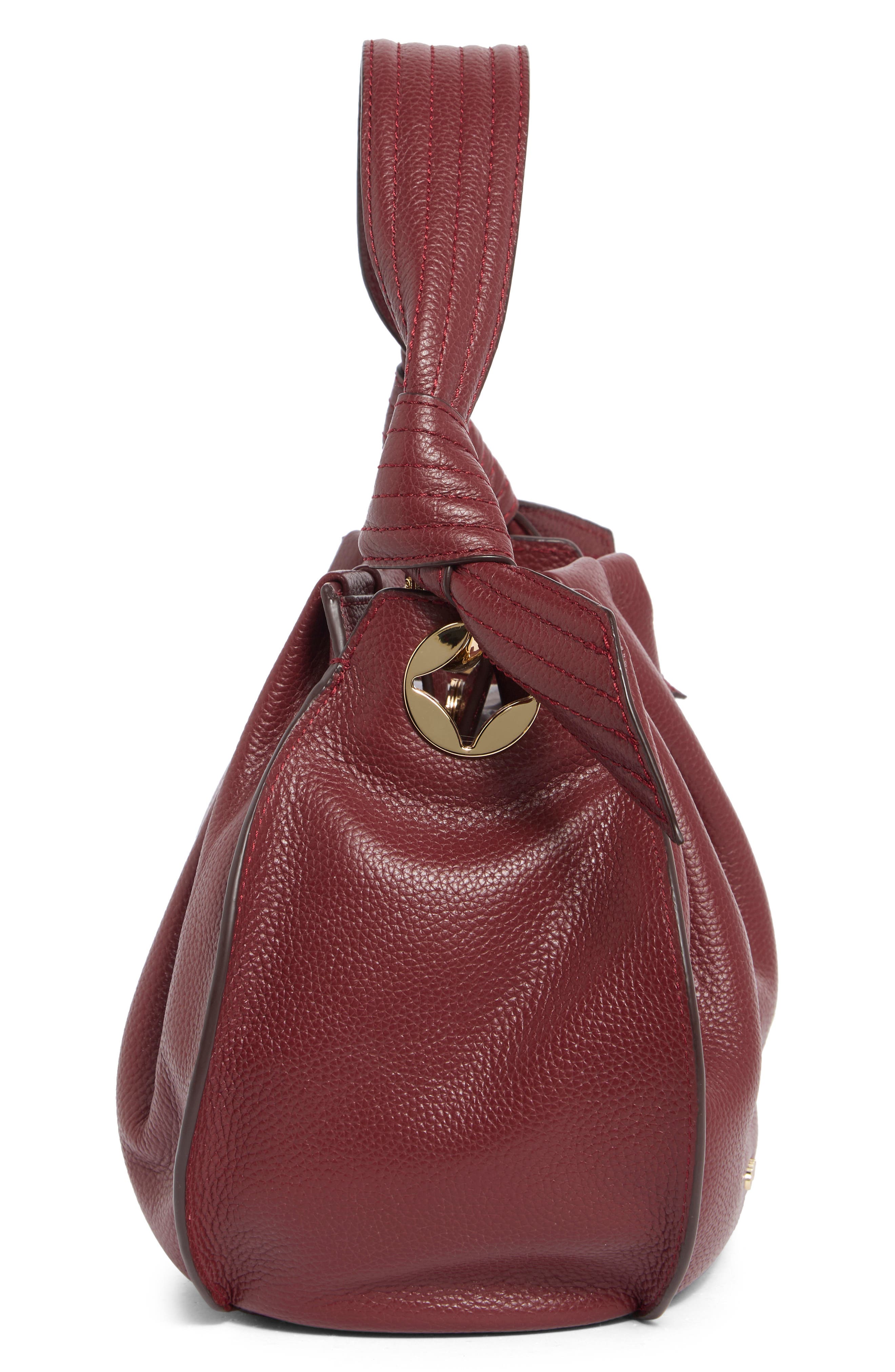 Selena Leather Bucket Bag, Alternate, color, MAROON