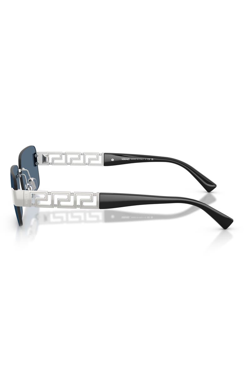 Versace 58mm Rimless Rectangular Sunglasses, Alternate, color, Silver / Dark Blue