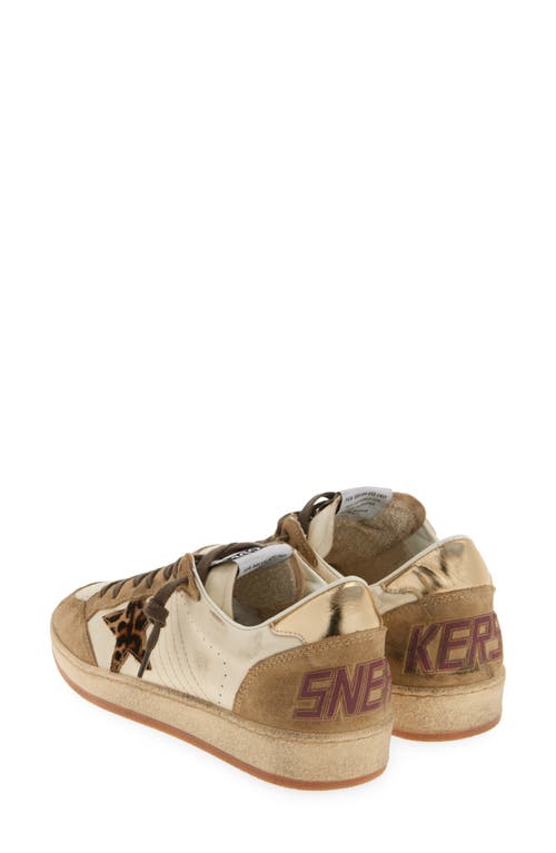 Golden Goose Ball Star Sneaker In White/brown/gold