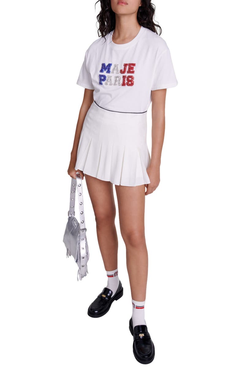 maje Short pleated skirt, Alternate, color, 