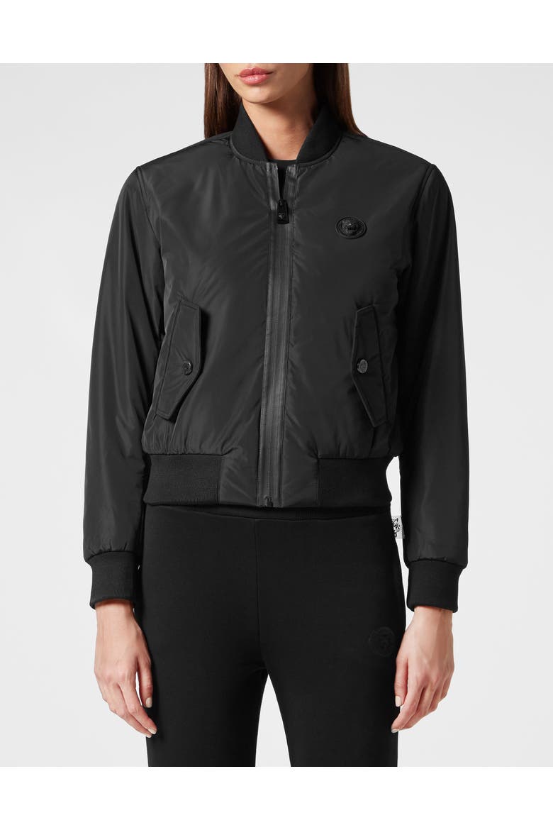 Nylon Bomber Tiger Women, Main, color, black
