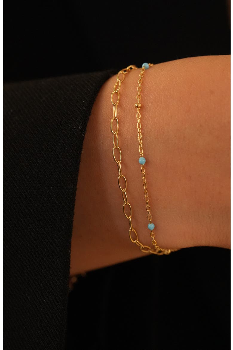 Blue Enamel Double Bracelet, Alternate, color, GOLD