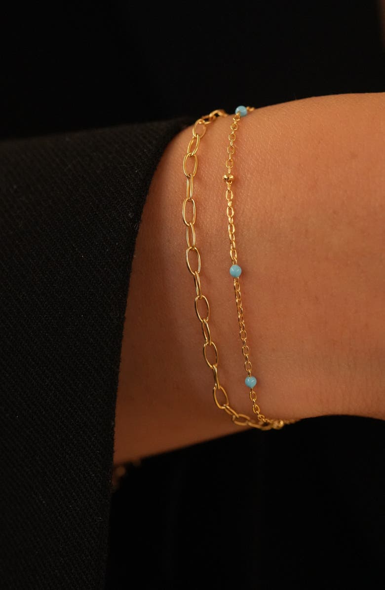 Argento Vivo Sterling Silver Blue Enamel Double Bracelet, Alternate, color, Gold