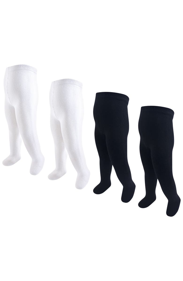 Hudson Baby Cotton Rich Tights, Main, color, Black White
