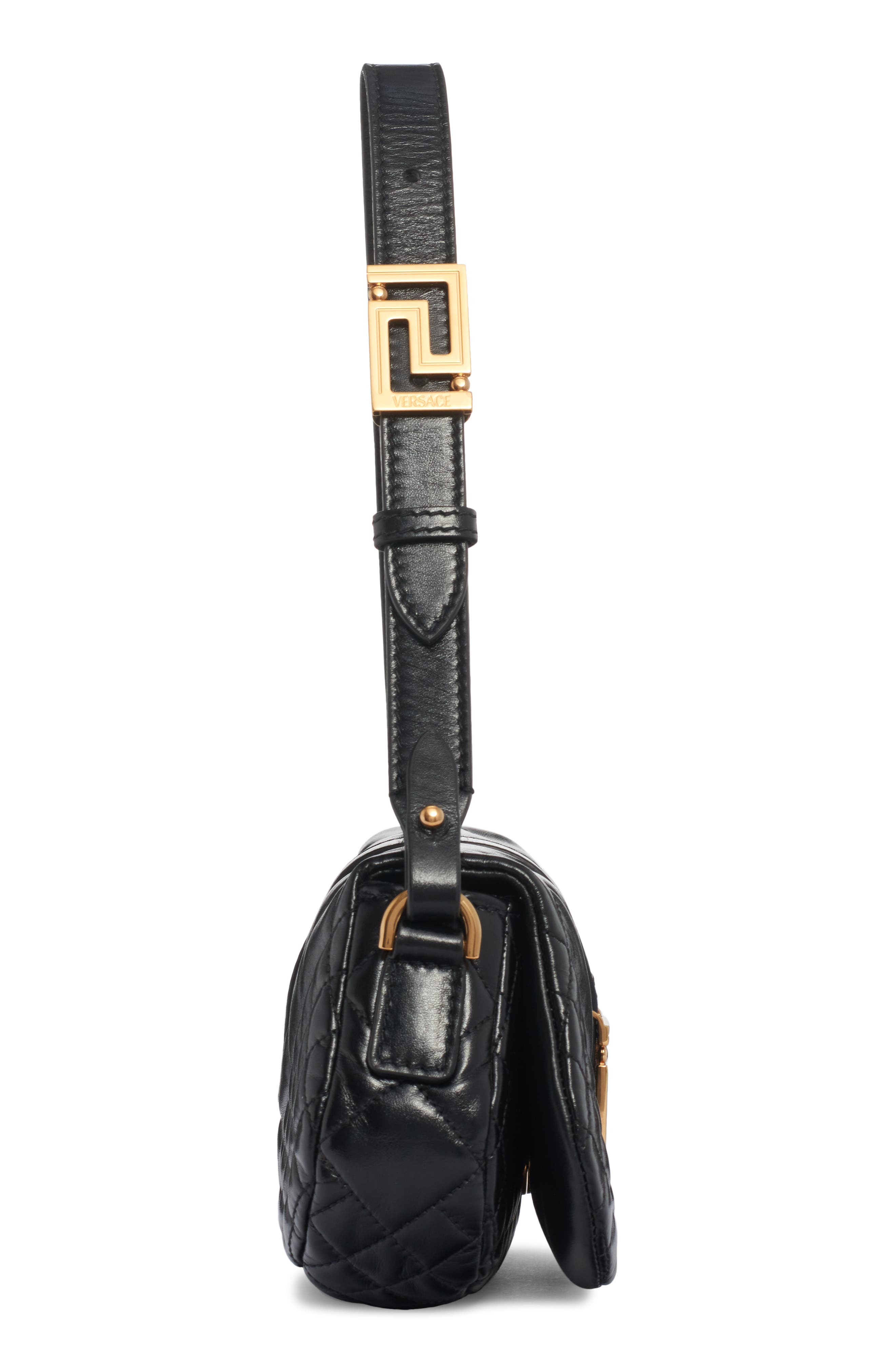 Versace Mini Greca Goddess Quilted Leather Shoulder Bag, Alternate, color, 