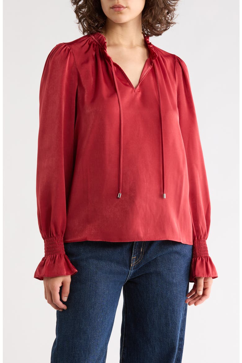 Crinkle Long Sleeve Top, Main, color, CITY CLAY