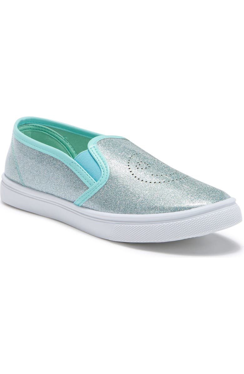 OLIVIA MILLER Perforated Glitter Slip-On Sneaker, Main, color,