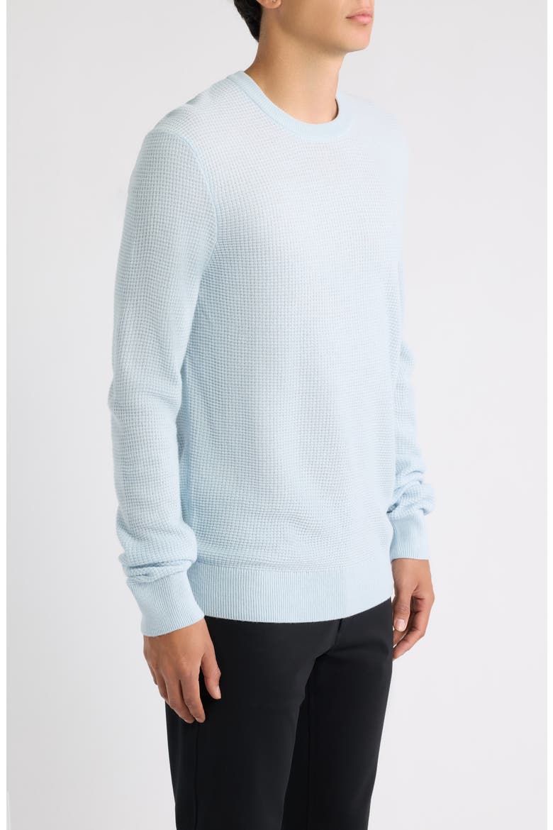 Ludino Waffle Wool Blend Crewneck Sweater, Alternate, color, LIGHT BLUE