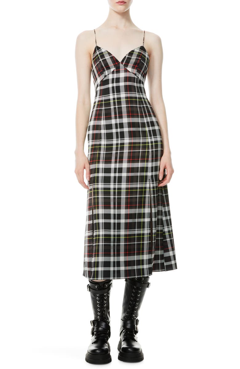 Alice + Olivia Julietta Plaid Side Slit Slipdress, Main, color,