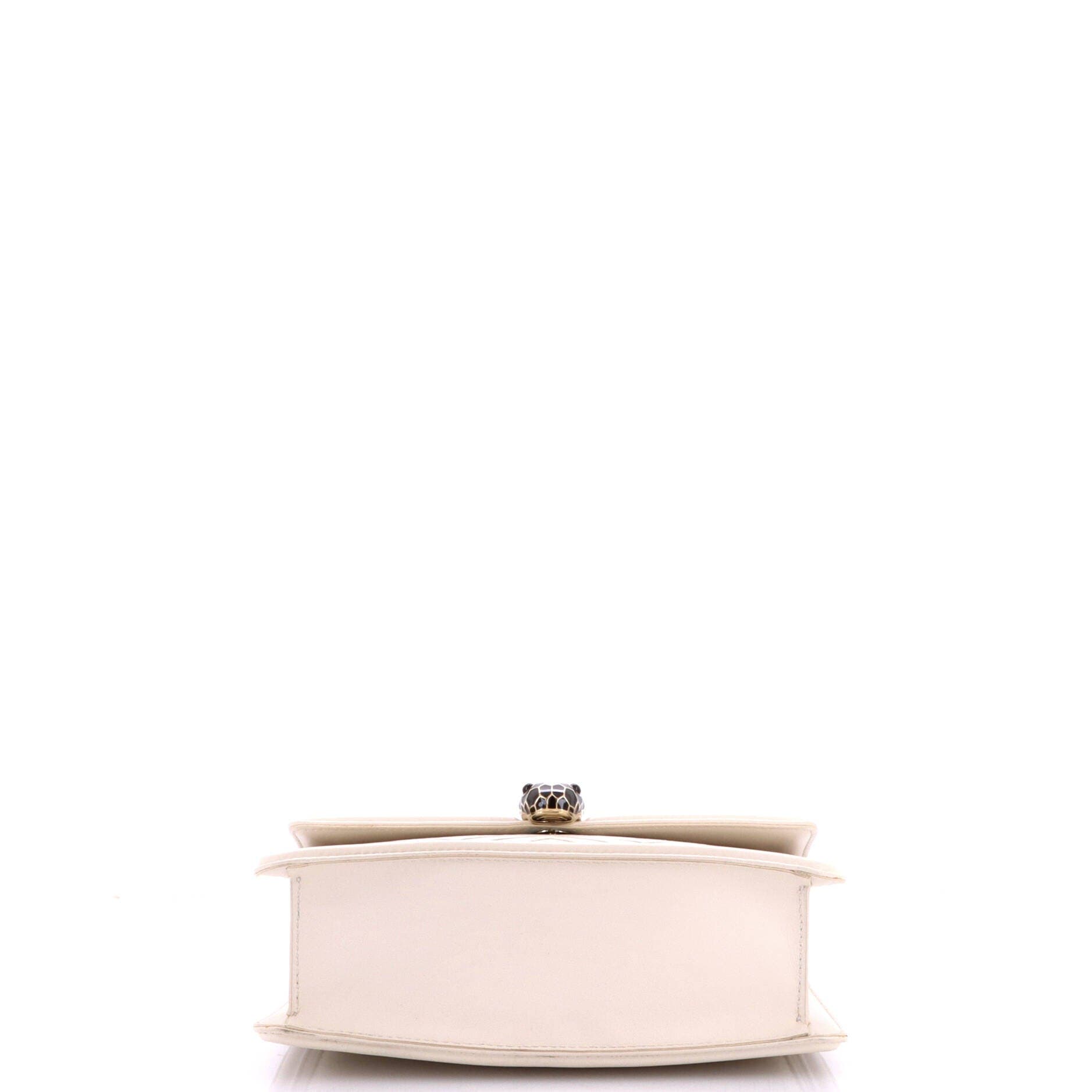Serpenti Diamond Blast Shoulder Bag Quilted Leather Small, Alternate, color, White