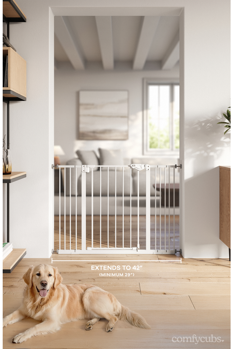 Baby Safety Gate with 3 Extensions, Alternate, color, White