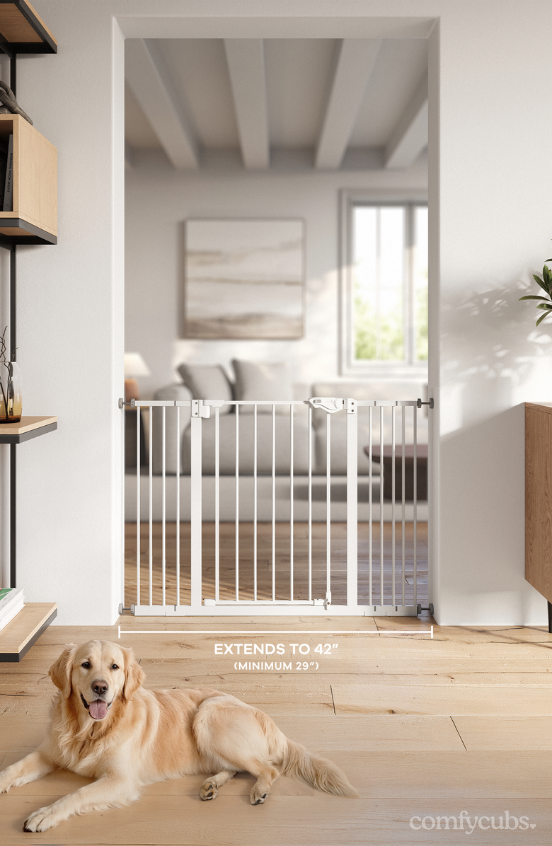 Comfy Cubs Baby Safety Gate with 3 Extensions, Alternate, color, White