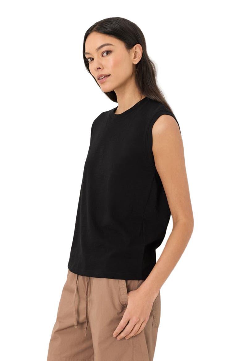 Organic Cotton Featherweight Slub Relaxed Muscle Tee, Alternate, color, Black