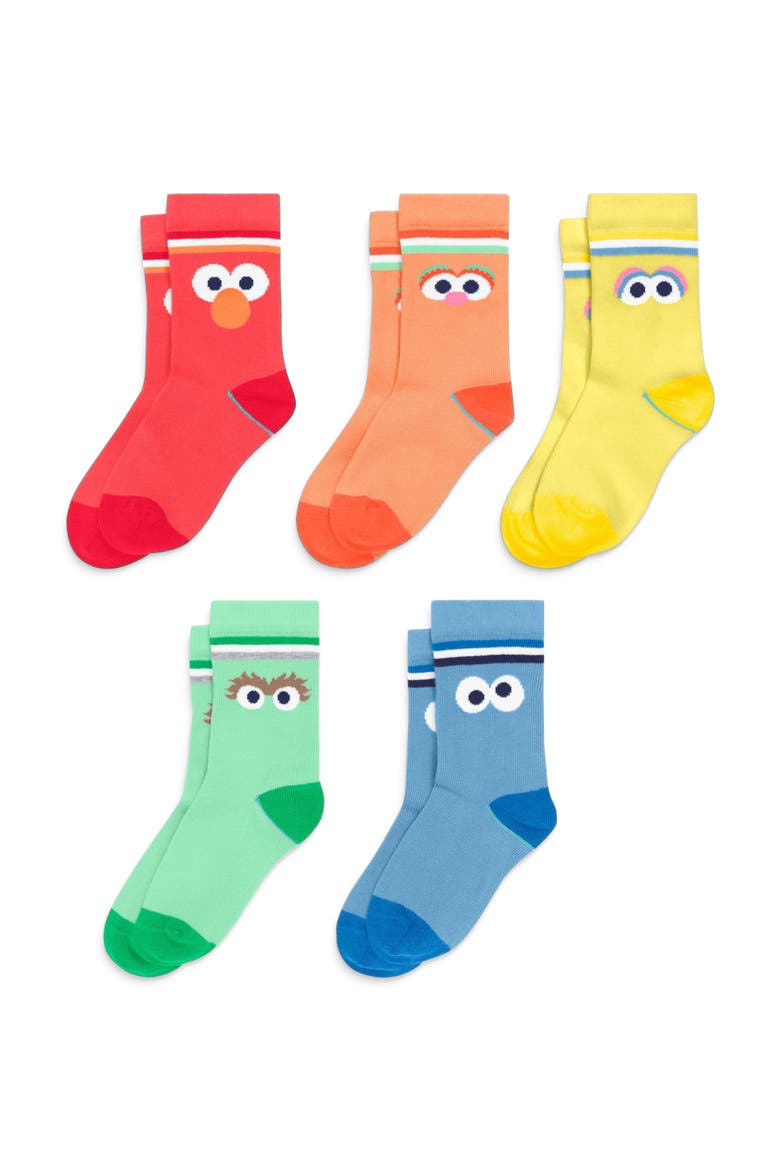 Kids Sesame Street Crew Sock 5-Pack, Main, color, Rainbow Sesame Street Friends