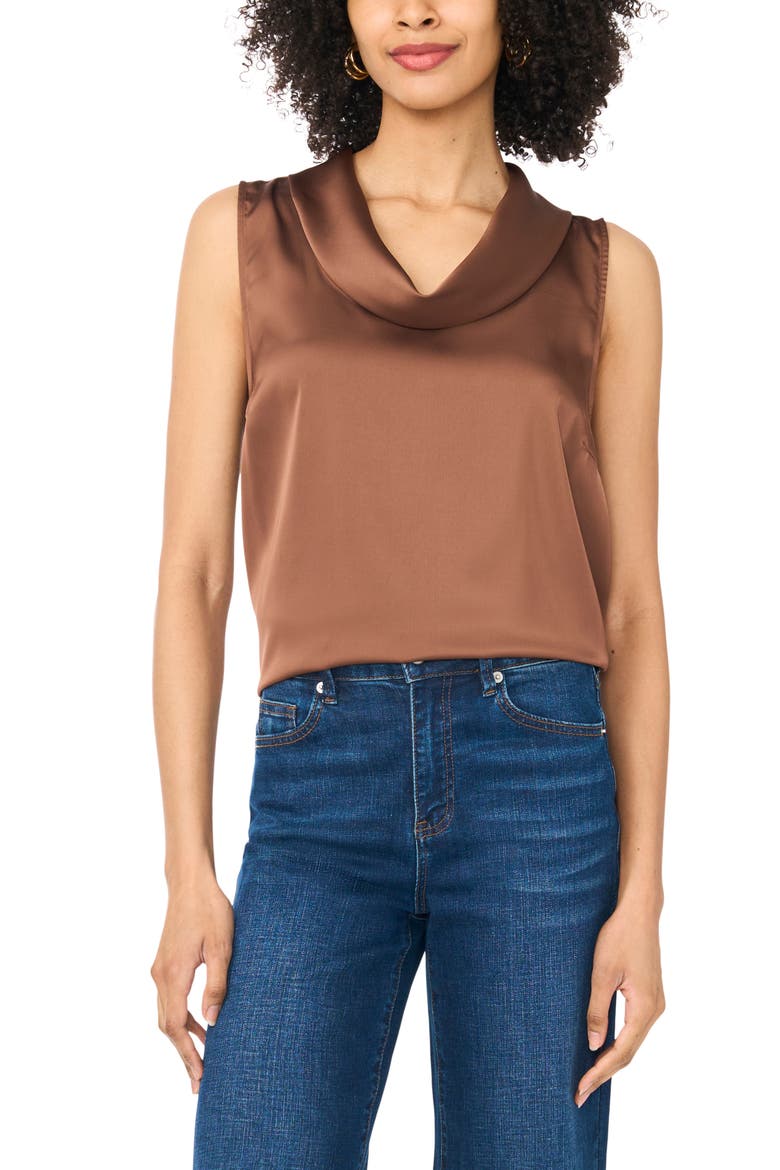 Sleeveless Cowl Neck Top, Main, color, COCOA