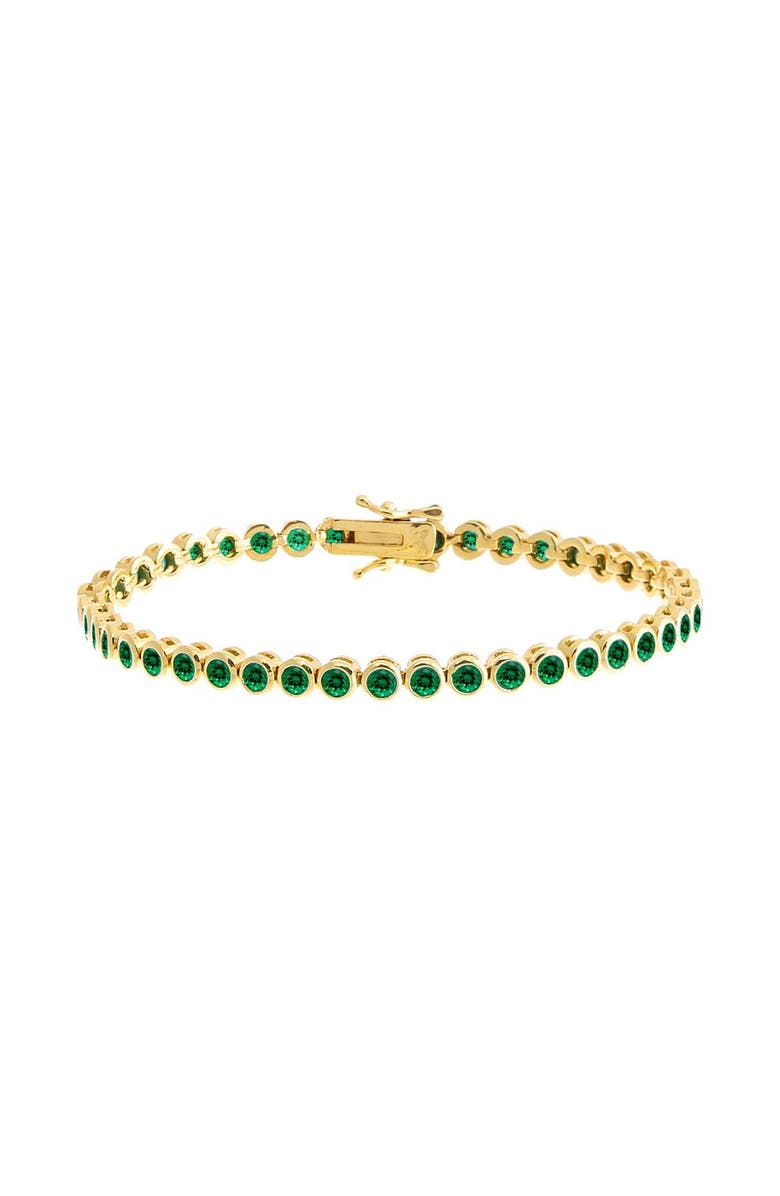 BY ADINA EDEN Turquoise Bezel Tennis Bracelet, Main, color, Emerald Green
