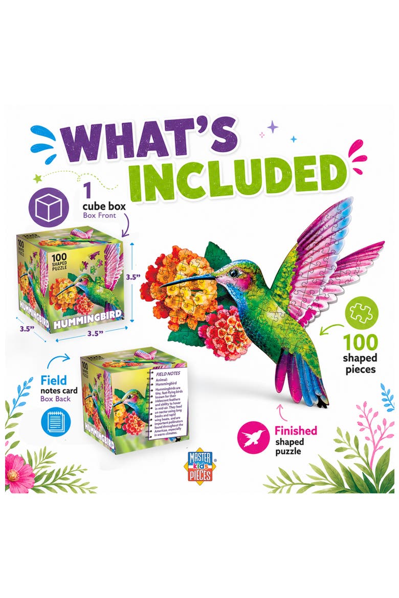 Hummingbird 100 Piece Shaped Puzzle, Alternate, color, Multicolor