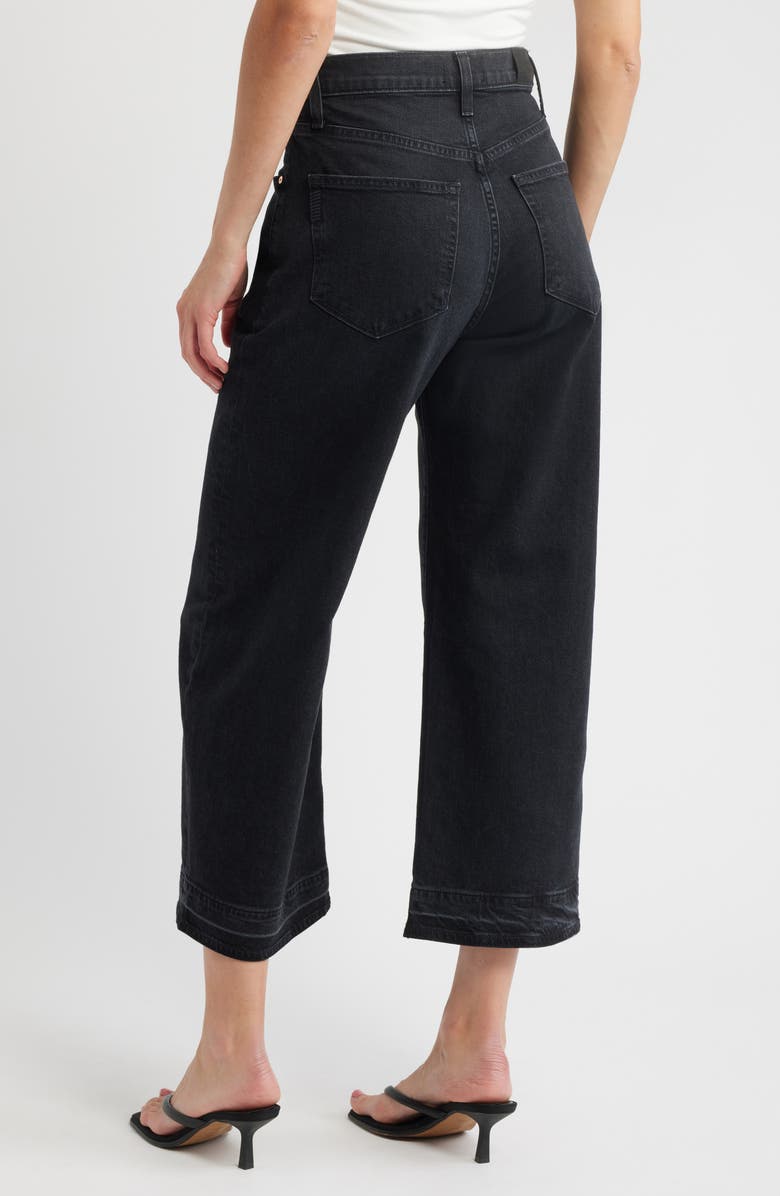 PAIGE Arellia High Waist Release Hem Ankle Barrel Leg Jeans, Alternate, color, Black Void