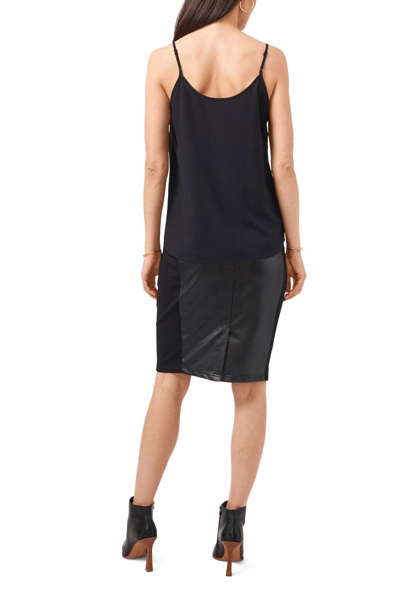 Pieced Faux Leather & Knit Skirt, Alternate, color, RICH BLACK