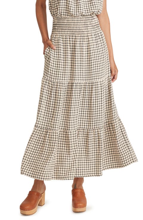 Chloe Windowpane Smocked Maxi Skirt