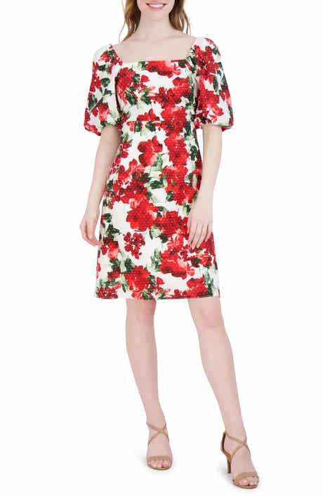 Julia Jordan Floral Puff Sleeve Fit & Flare Dress