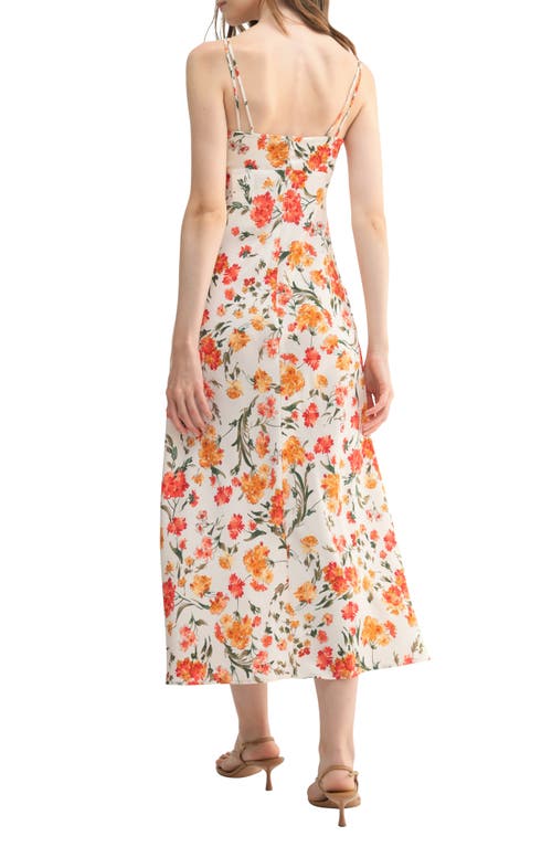 Lush Floral Print Midi Dress In Peach Floral