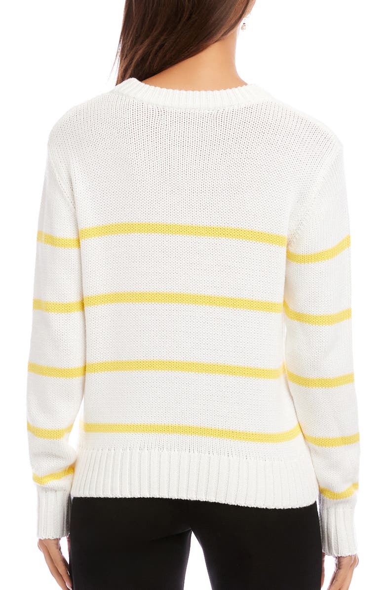 Karen Kane Stripe Crewneck Sweater, Alternate, color, Off White/ Yellow