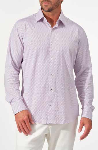 STUDIO GARNET LOS ANGELES Pixel Grid Stretch Supima Cotton Button-Up Shirt